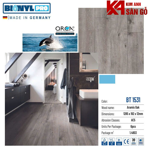 Sàn Gỗ Công Nghiệp Đức 12MM BINYL-1531